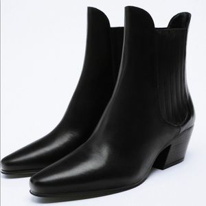 🌺🌺🌺 ZARA LEATHER COWBOY ANKLE BOOTS🌺🌺🌺
